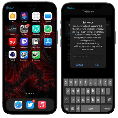 TrollNonce is a nonce setter for TrollStore on iOS 15
