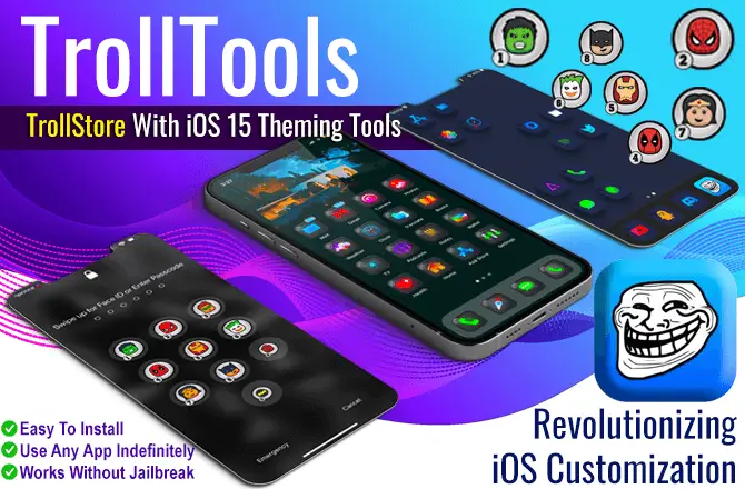 TrollTools IPA for TrollStore with iOS 15 theming tools