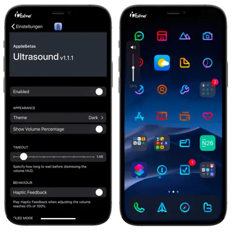 Ultrasound tweak replaces iOS 11 – iOS 15 volume HUD