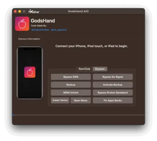 Download GodsHand Toolkit iCloud Bypass iOS 16