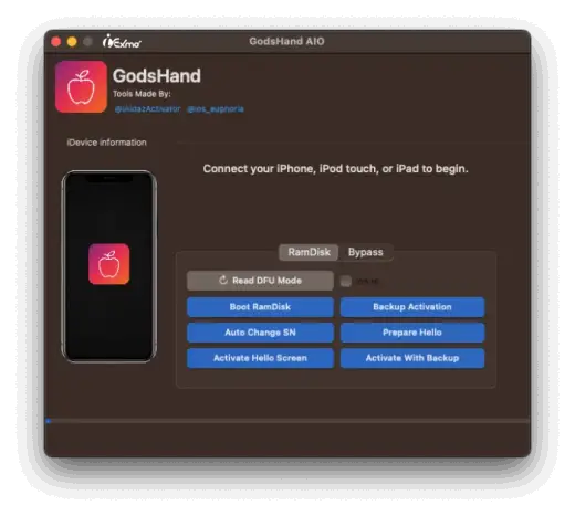 Download GodsHand Toolkit iCloud Bypass iOS