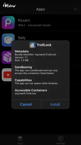 How To Install TrollLock Reborn IPA Via TrollStore Step 2