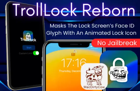 TrollLock Reborn masks the Lock Screen's Face ID glyph