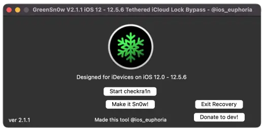 GreenSn0w Free Tethered iCloud Bypass Tool iOS 12 - iOS 12.5.6