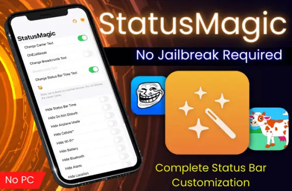 StatusMagic IPA customize iOS status bar with no jailbreak