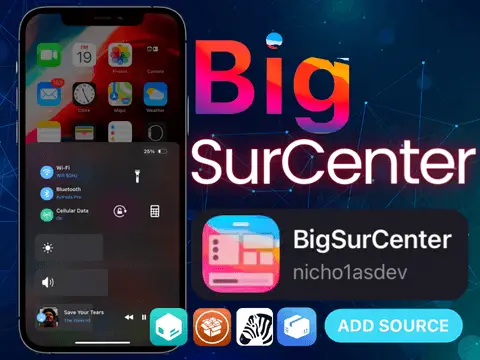 BigSurCenter tweak new iOS 13 – iOS 15 Control Center