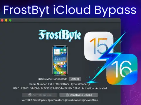 Download FrostByte Untethered iCloud Bypassing Tool iOS 15.0 - iOS 16.5