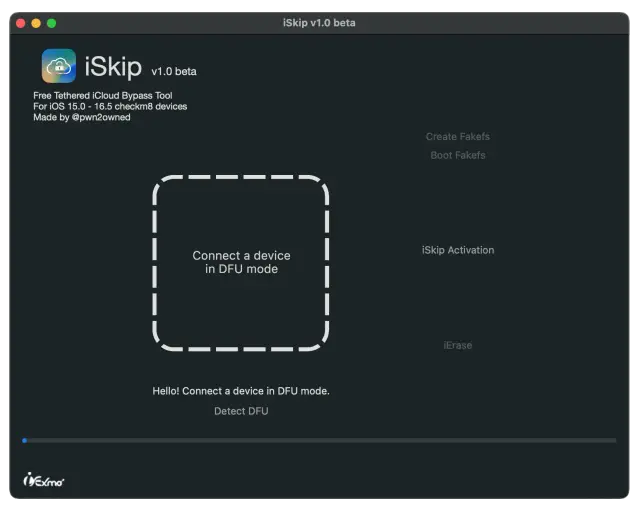 Download iSkip The Checkm8 Tethered iCloud bypass tool for iOS 15.0 - 16.5