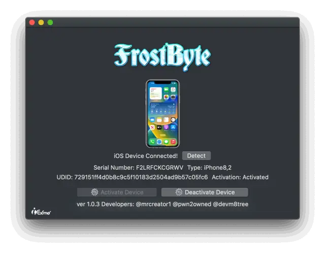 FrostByte Untethered iCloud Bypass Tool For iOS 15.0 - iOS 16.5 Free