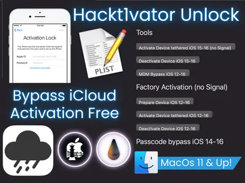 Hackt1vator Unlock Bypass iCloud activation for iOS 12 - iOS 16 Free
