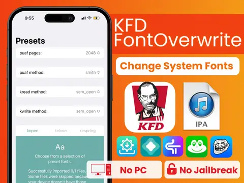 KFDFontOverwrite IPA can change fonts without jailbreak iOS