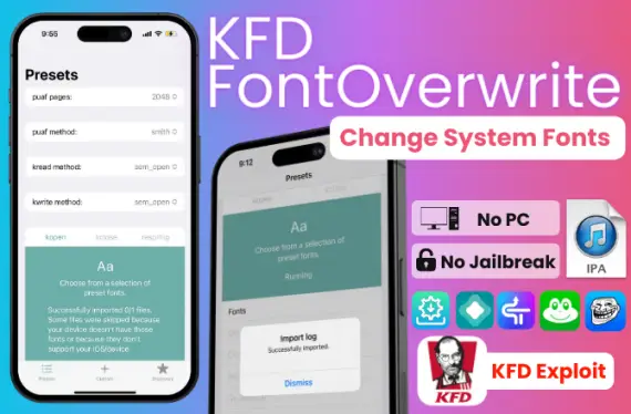 KFDFontOverwrite IPA can change fonts without jailbreak