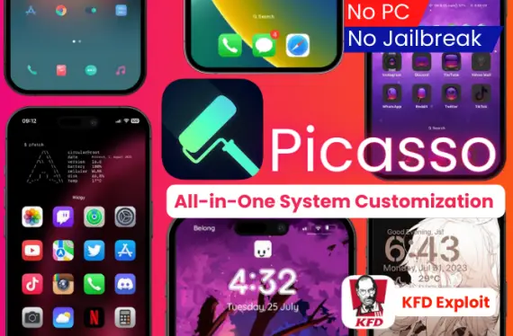 Picasso IPA Cowabunga installing themes, custom icons, custom fonts, animations, and tweaks