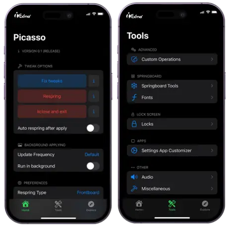 Picasso Jailed toolbox application for arm64e iPhones iOS 16.0 - 16.5, 16.6b1 KFD exploit