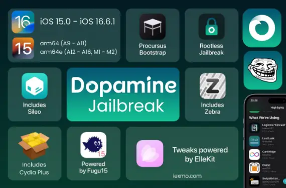 Dopamine 2.0 Jailbreak IPA Download for iOS 16.0 - 16.6.1