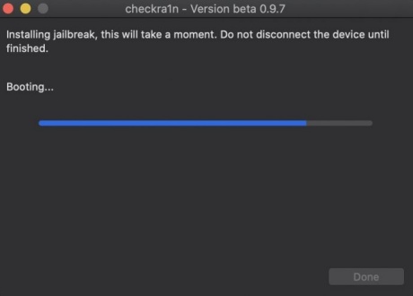 Checkra1n jailbreak processing on Mac