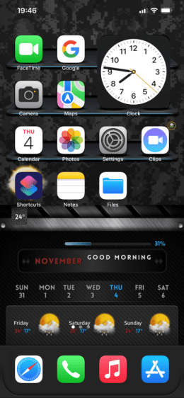 WeatherHTML Home Screen