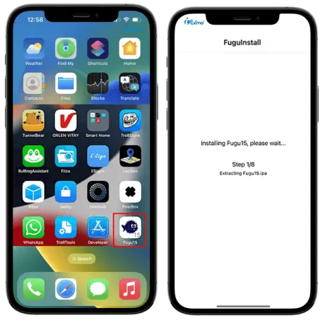 Fugu15 Jailbreak for iOS 15 Step 2