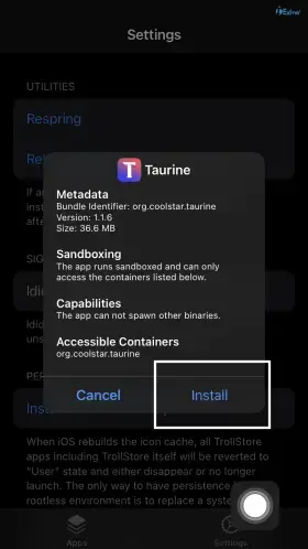 TrollStore free permanent IPA installer for iOS 15 – iOS 14 Step 4